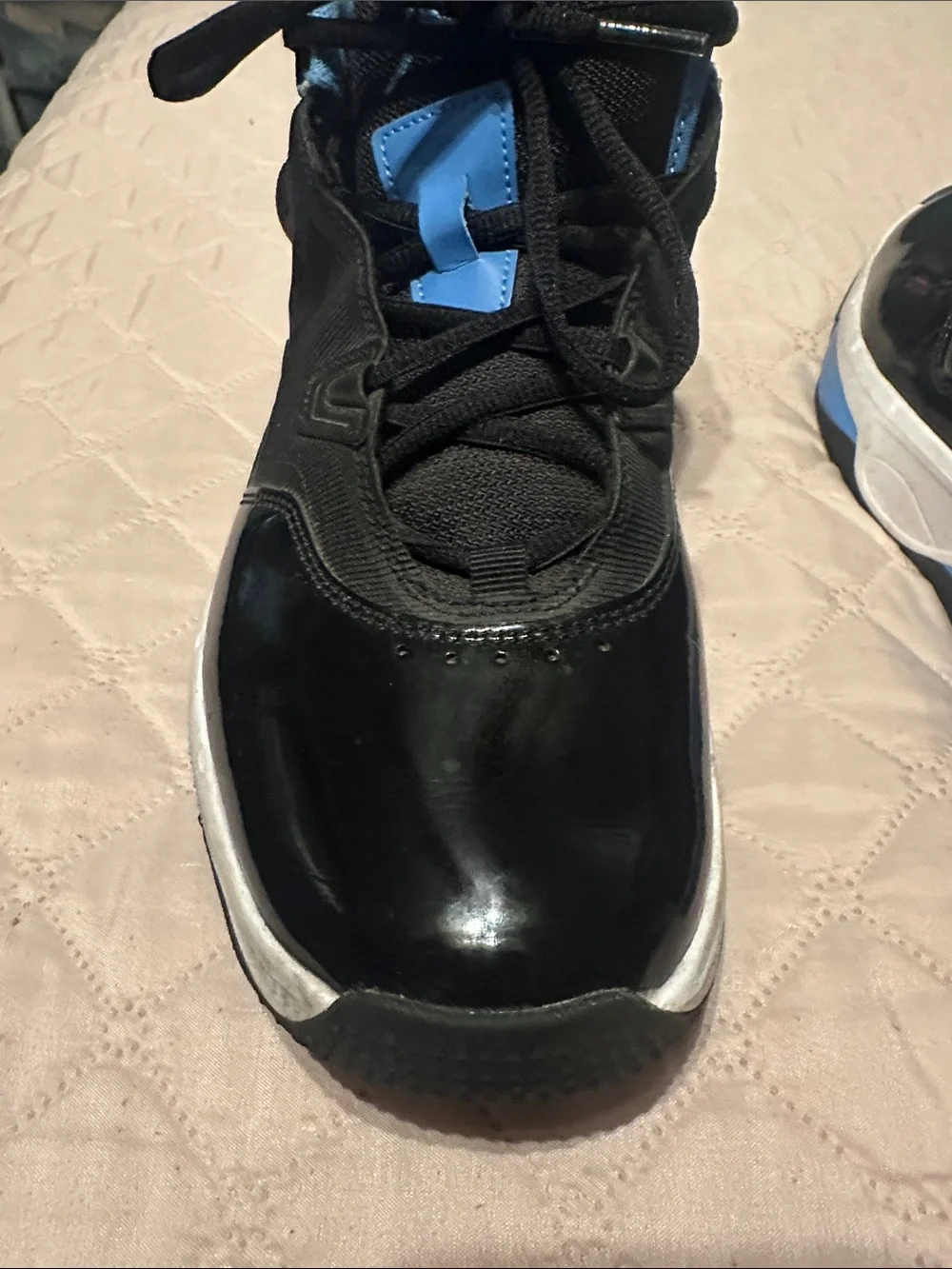 Jordan Black and Blue Glossy Basketball Sneakers